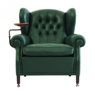 Luxury Leather Cigar Armchair | Hand-Stitched Top-Grain Leather & Solid Wood Base